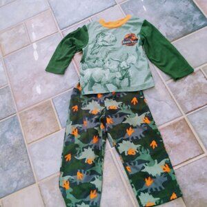Little boy's size 4 Jurassic World dinosaur fleece pajamas